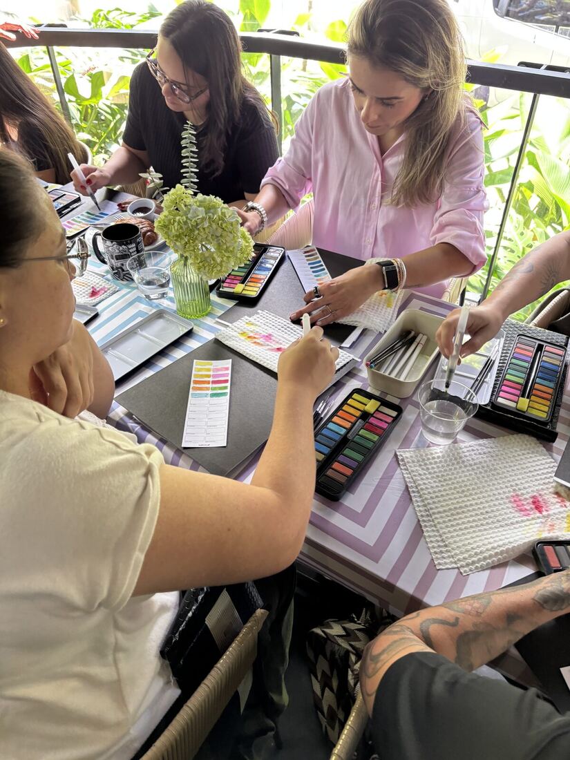 Calm focus during the watercolor session